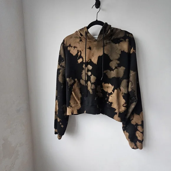 Cotton Citizen Black Brown Hues Tie-Dye Cropped Hooded Sweatshirt - Picture 5 of 15